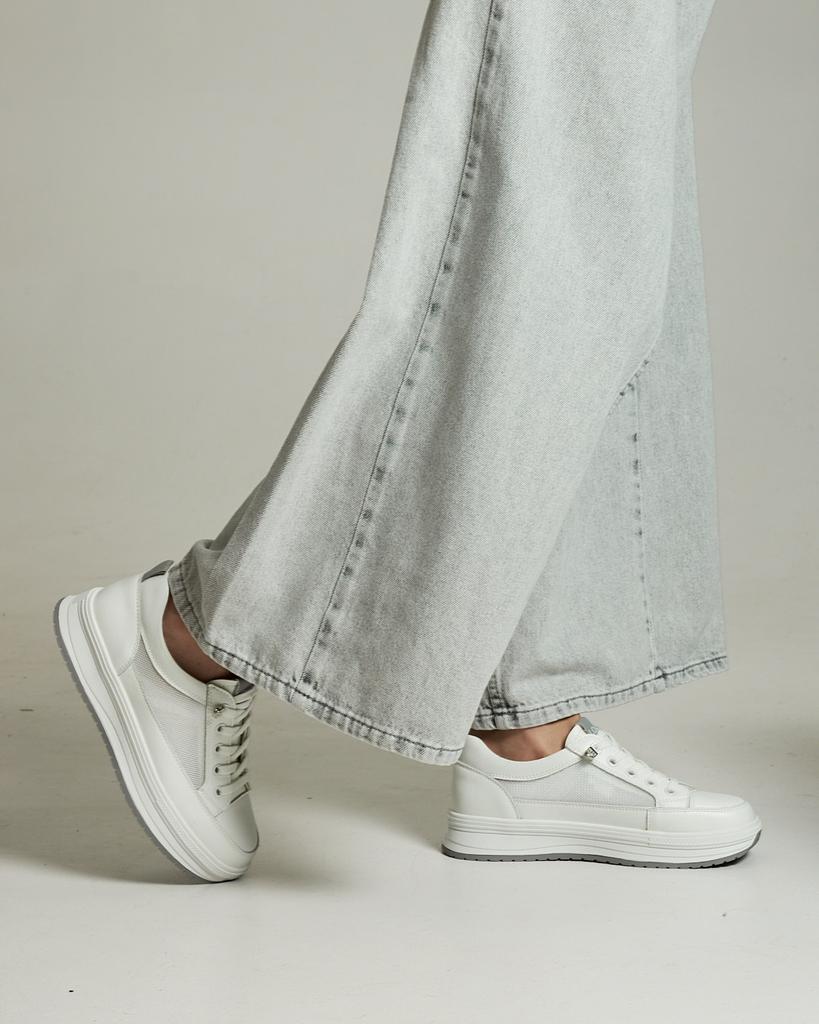 Кроссовки с сеткой на платформе Lonza 185552 36 белые кожа