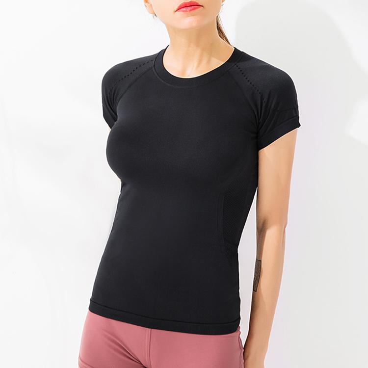 Чистый цвет, быстросохнущая футболка с короткими рукавами для бега, женская спортивная плотная одежда для фитнеса и йоги
