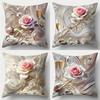 Современная наволочка с дизайном в розовых и шампанских тонахДекоративная наволочка на подушку для спальни и дивана с молниейМягкая наволочка