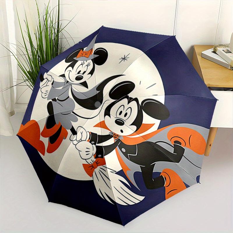 1pc Mickey Minnie Witch Automatic 3-Fold Umbrella Design, Cute Cartoon Pattern, Portable Outdoor Umbrella, Perfect, Holiday Gift for Disney