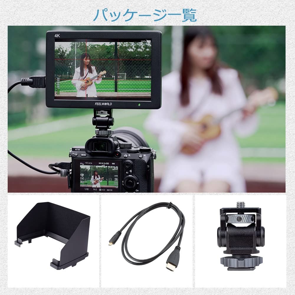 FEELWORLD T7 PLUS Camera LCD 3D HDMI Japanese Settings for SLR Cameras and Gimbals Monitor, 7-inch, LUT, Waveform, Vector, 1920x1200, 4K,