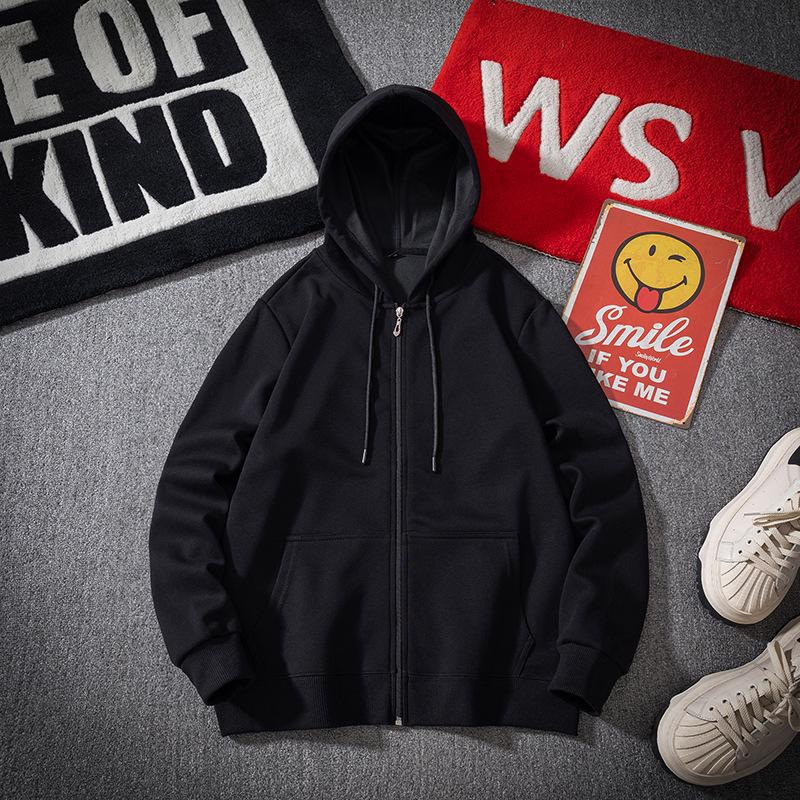 Мужская толстовка с капюшоном на молнии большого размера с флисовой подкладкой - Толстая, свободного кроя для осени и зимы