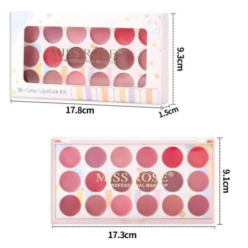 Miss Rose Beauty Natural Nude Moisturizing Non-Stick Cup Lipstick Palette Long Lasting Waterproof Matte Set 18 Colors, MISS ROSE7301-006, 1 Piece