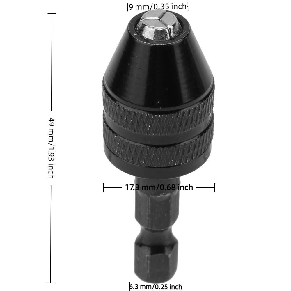 2pcs 0.3-3.6mm Capacity Keyless Drill Chuck 1/4 Inch Hex Shank Quick Change Chuck  For Power Drill