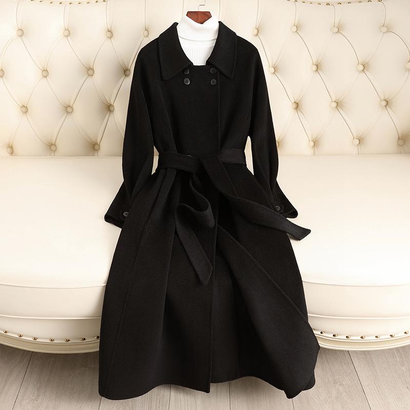 Double-sided Cashmere Coat for Women's Autumn and Winter New Over-the-knee Temperament Fashionable High-end Woolen Coat