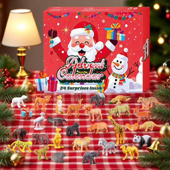 Рождественский адвент-календарь с 24 фигурками животных, ежедневный обратный отсчет до Рождества для детей, интерактивное развлечение для родителей и детей, коллекция подарков