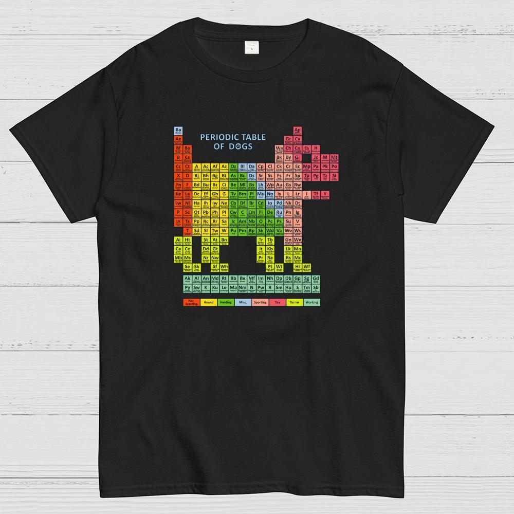 Periodic Table of Dogs Cotton Summer Casual Cool Loose T-Shirt