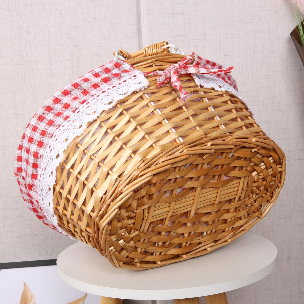 Woven Basket Folding Handle Portable Eco Friendly Rattan Picnic Basket for Bathroom Gift