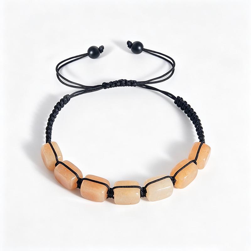 Colorful Natural Stone Bracelet, Adjustable Hand-woven Natural Stone Beads, Woven Bracelet