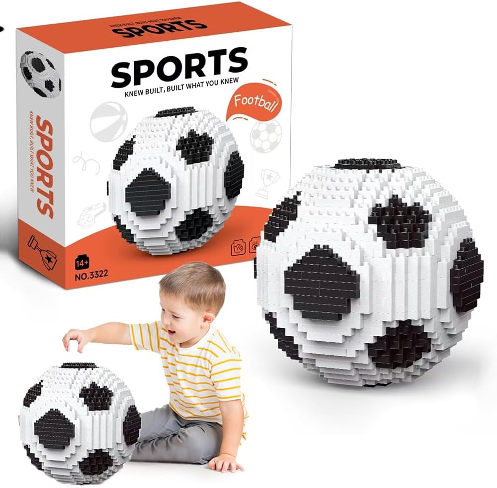 YANGUN Football Building Blocks Set, Miniature 3D Football Educational Toy, Building Blocks Decorations, Football Gifts for Adults and Children