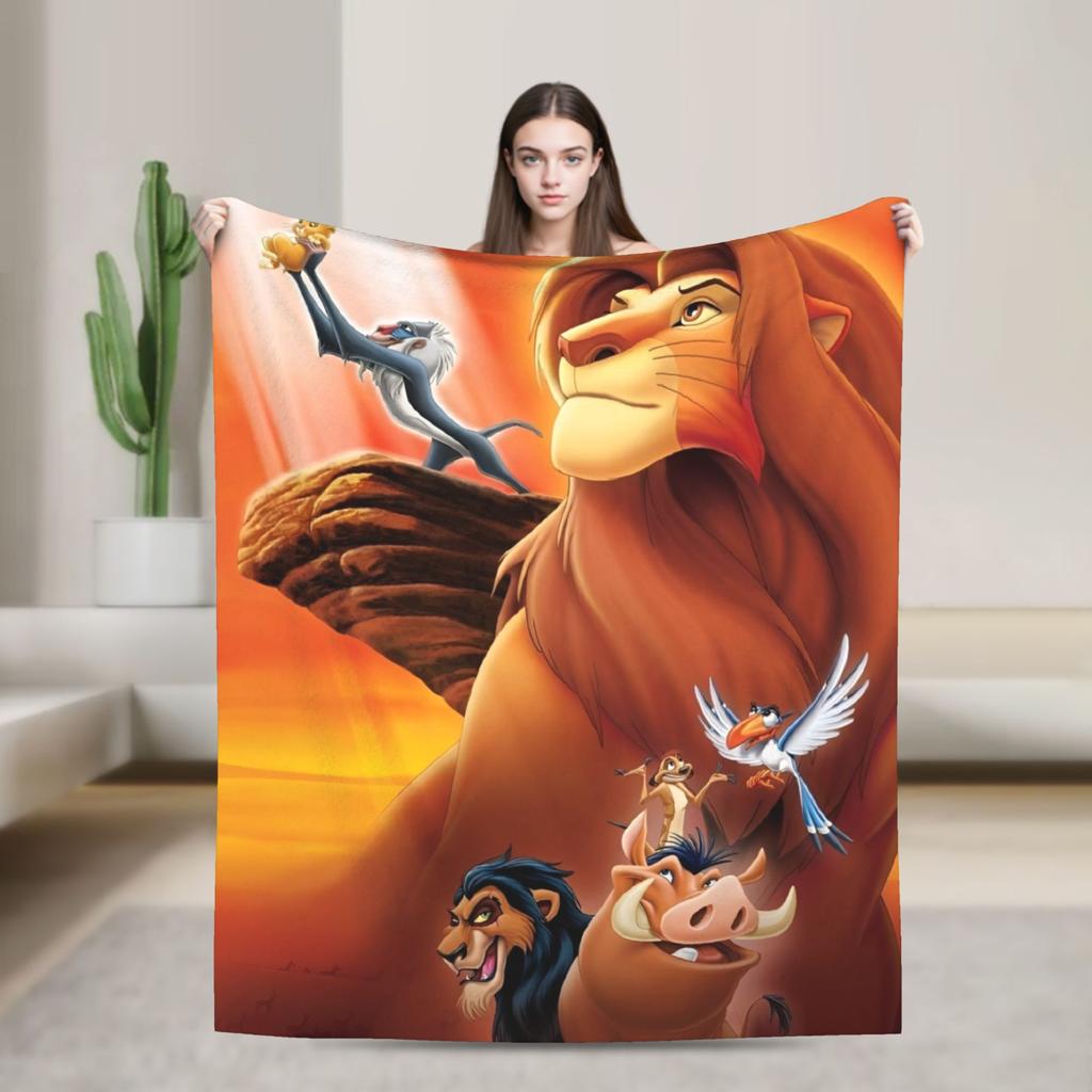 Lion King Blanket Funny Cartoon Simba Fleece Funny Warm Throw Blankets for Home Autumn/Winter