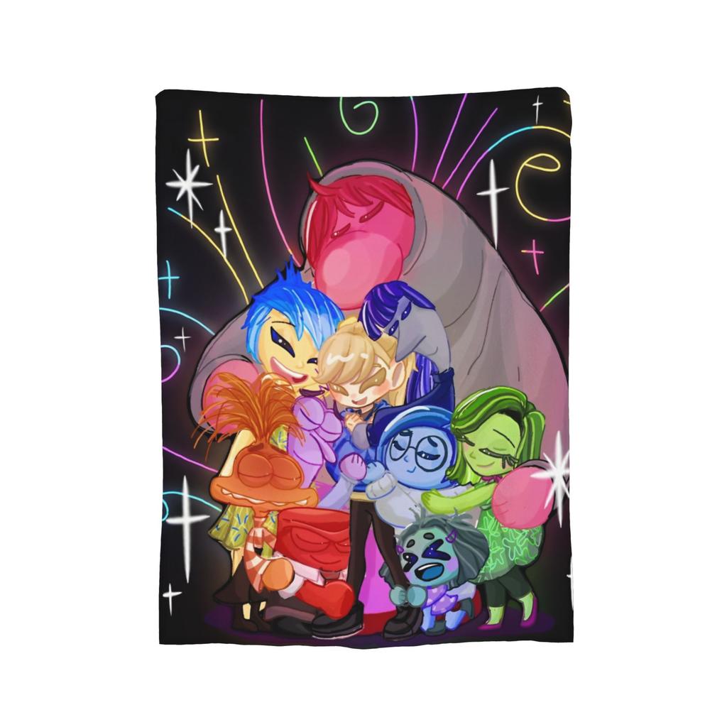 Inside Out Wool Blanket Cartoon Action Comedy Funny Throw Blankets for Sofa Bedding Lounge 125*100cm Rug Piece,