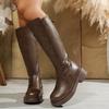 Модные полусапоги на толстой подошве для женщин, готический стиль, мотоциклетные ботинки на толстой подошве, облегающие, зимние ботинки