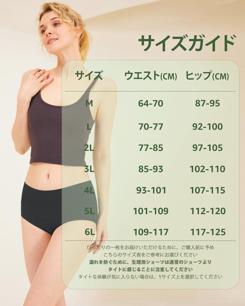 Гигиенические шорты для менструального белья высокие внутренние набор из 3 [POPKOK] женщины, шорты, набор, хлопок, талия, непромокаемые, трусы, нижнее белье, (черный, ЛЛ)