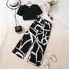 Girl's Clothing Summer Suit New Fashion Short-sleeved Top + Printed Casual Trousers 2pcs 7-12Y Suit