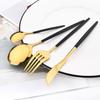 16pcs Upscale Black Gold Complete Dinnerware Set Stainless Steel Tableware Set Knife Fork Coffee Spoon Flatware Set Cutlery Set