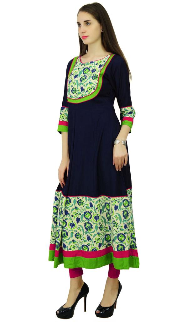 Phagun Платье-туника в этническом стиле из искусственного шелка Anarkali Kurta с цветочным принтом
