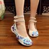 Embroidered Women Ballet Flat Shoes Canvas Shoes for Women Espadrilles Low Wedge Mary Janes Chinese Shoes