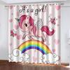 Rainbow Cartoon Unicorn Printing Woven Curtains Two Independent Curtains Left and Right Blackout Curtains for Bedroom