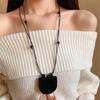 with Long Strap Suede Bag Necklace PU Sweater Chain Necklace New Wearing Key Bag Necklace
