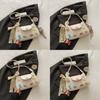Minimalist Pu Crossbody Bag With Lace Bow And Doll Pendant For Urban Fashion