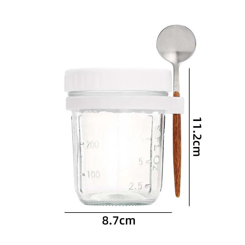Portable Overnight Oat Glass Cup with Fork Milk Fruit Salad Food Storage Jars Cereal Breakfast Cups Water Bottle Kitchen Item