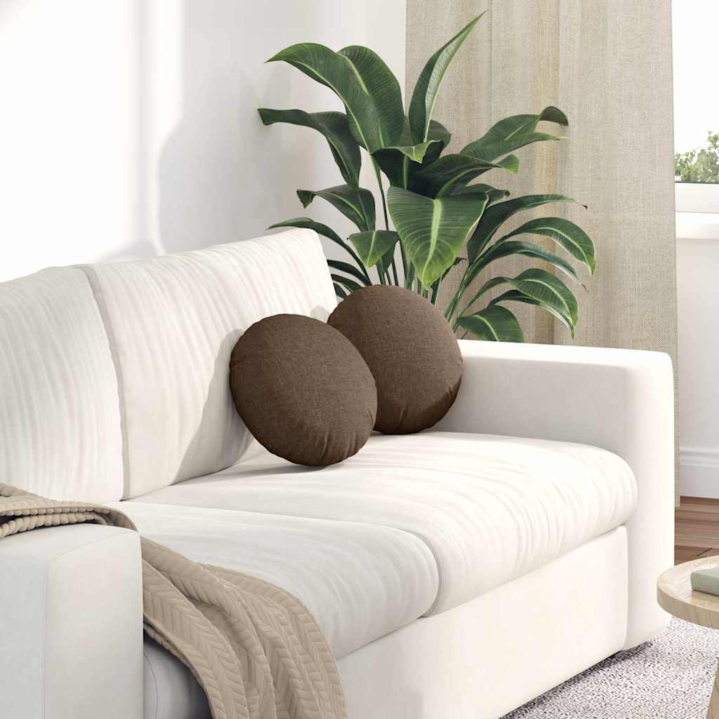 Seat Cushions 2 pcs Brown Ø30 x 13 cm Fabric