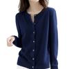 Women Sweater Fashionable Crew Neck Button Closure Cardigan Soft Comfortable Knitted Sweater for Daily Wear