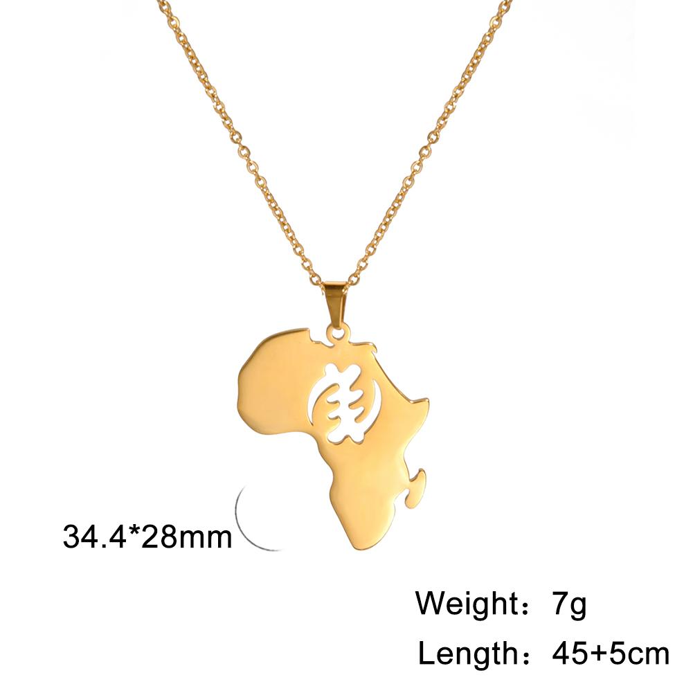 Myshape Punk Men Africa Map Pendant Necklace Golden Silver Color Stainless Steel Necklaces Box Chain Fashion African Map Jewelry