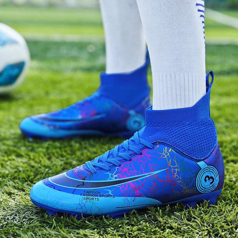 Размер 31-48 Футбольные бутсы Роналду мужские и женские высокие для взрослых студентов кампуса соревнования сломанный ноготь обувь женские тренировочные