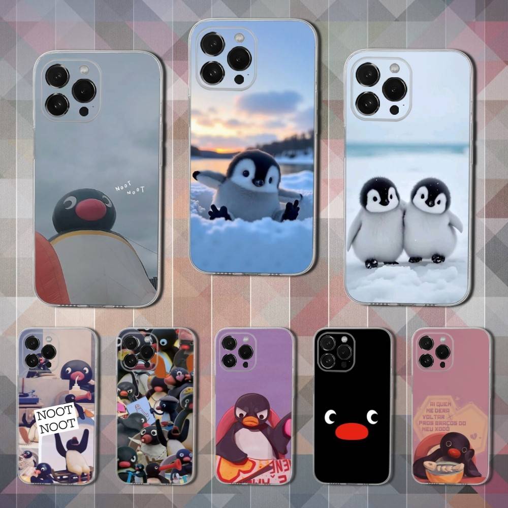 Милый животный P-Пингу Пингвин Чехол Для iPhone Max,13,XR,SE,12,15,Pro,17,Plus,11,14,16,X,XS,Mini Прозрачный Мягкий Чехол