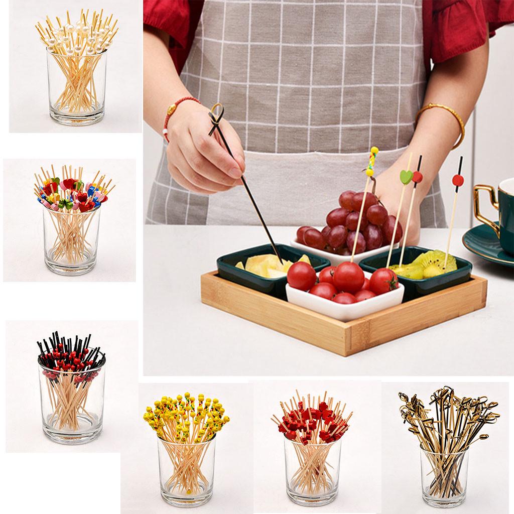 100pc Pick Buffet Fruit Fork Party Dessert Stick Cocktail Skewer