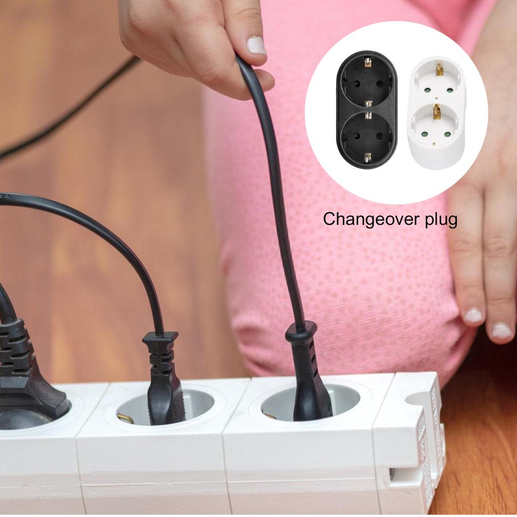 Upgrades Double Outlet Adapter for Euro/German Sockets Electrical Socket Extender for Simultaneous Device Charging