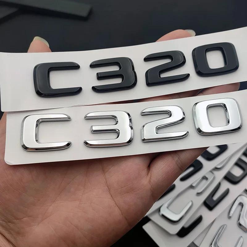 For Mercedes Benz ABS Black Chrome Letters 3D Car Trunk Letters Badge For Mercedes Benz C 200 220 300 C200 C220 C300 C320 Logo Sticker Accessories DP1