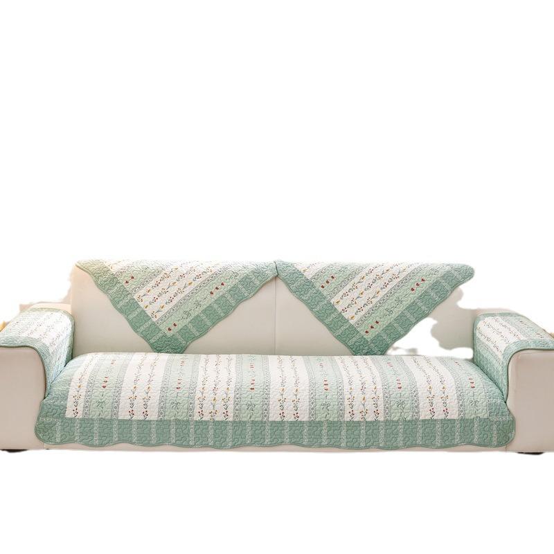 Pastoral Ins Wind Cotton Sofa Cushion, Four-Season Universal Non-Slip Seat Cushion, Leather Wood Sofa Cover, Cover Towel, Cover Cloth