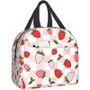 Insuated Lunch Bag for Women Kawaii Print Bags Cute Pink Plaid Reusable Lunch Box for Picnic Beach Office