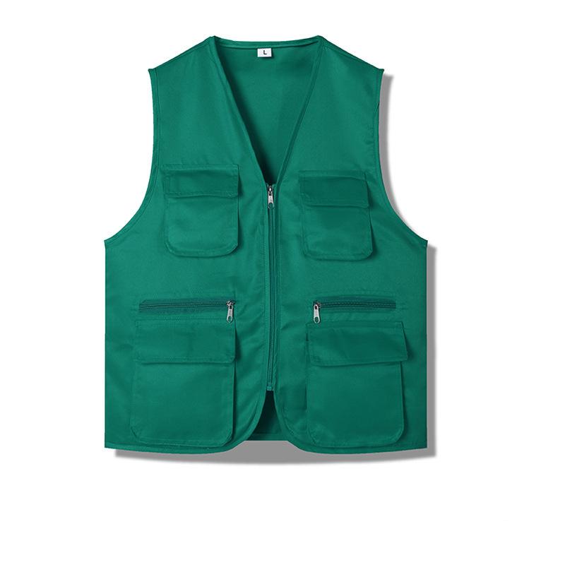 Customized Logo Polyester Fabric Vest Breathable Outdoor Casual Fishing Work Volunteer Safety Utility Multi Pocket OutWear OEM