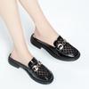 Мягкие кожаные мюли женские 2025 все сезоны новая мода слинбэк платформа металлическая отделка обувь тапочки сандалии досуг полые