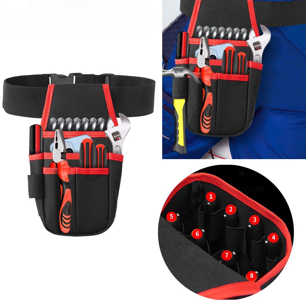 Multiple Pocket Tool Waist Pack Waterproof Holster Power Tool Electrician Toolkit Drill Waist Bag Screwdriver Hardware Organizer