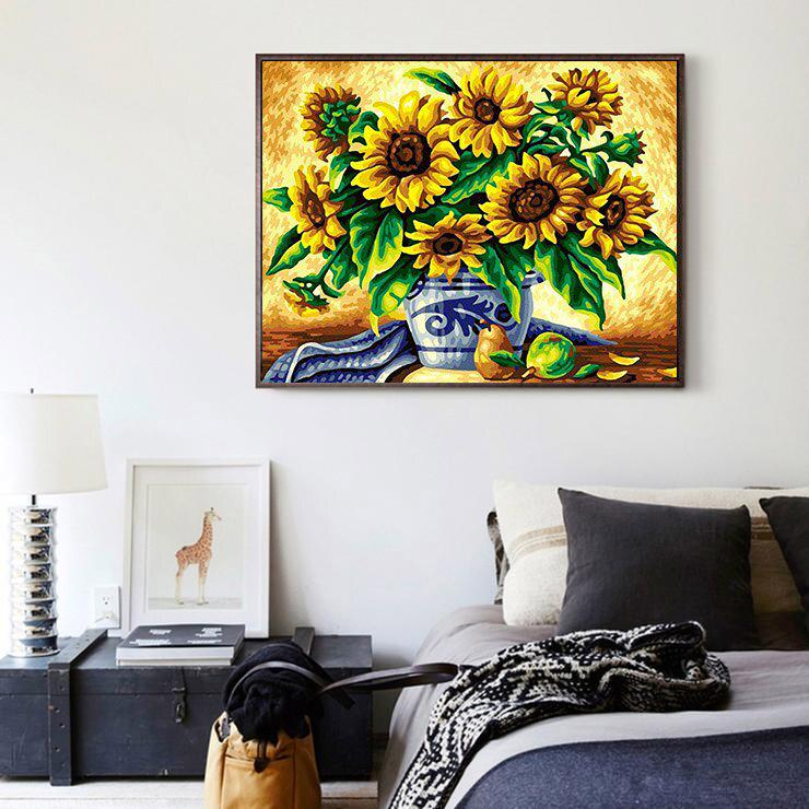 Алмазная вышивка Желтый цветочный крестик 5D DIY Алмазная мозаика Алмазная картина Стразы