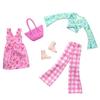 Barbie Fashion 2 Pack Flower Dress and Pants Style Set Dress Up Doll/House Doll Clothes & Accessories Set Ages 3 and Up Pink HRH43