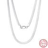S925 Sterling Silver Necklace Flat Snake Bone Decoration Clavicle Blade 3mm