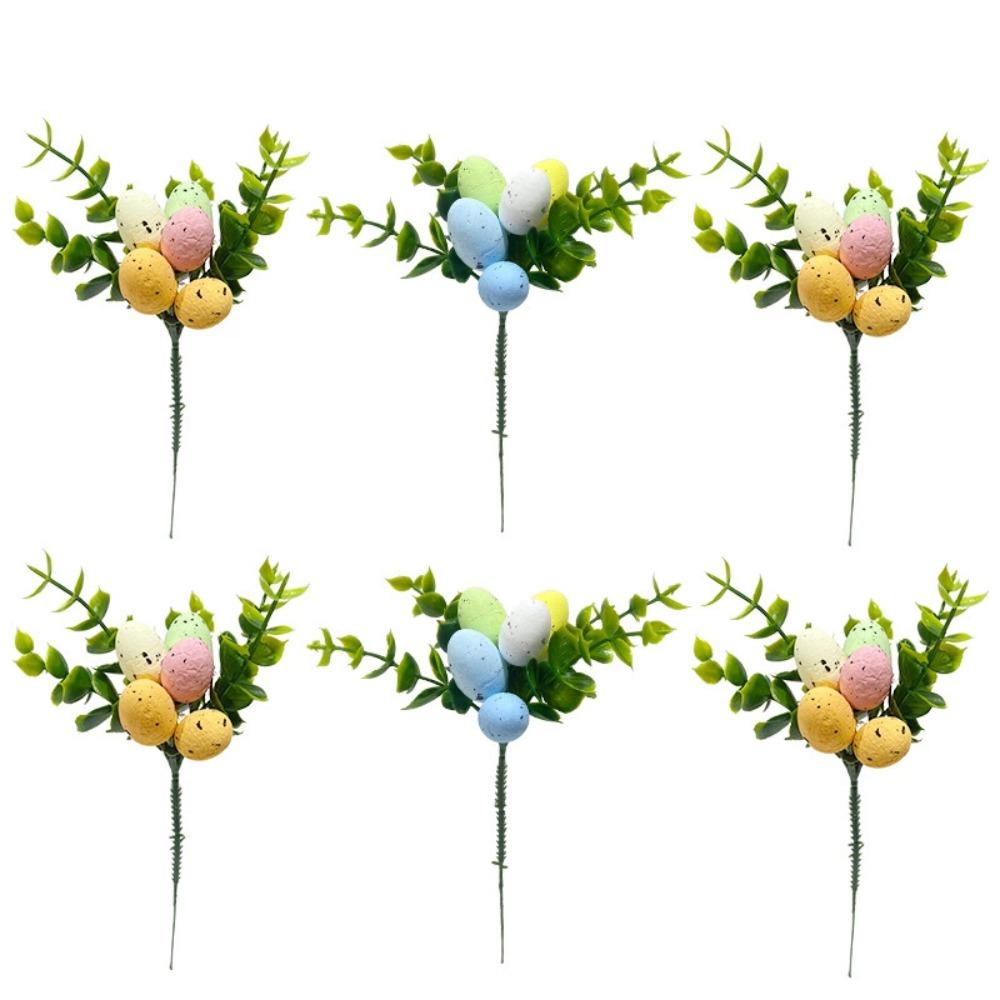 1/5/10PCS Happy Easter Artificial Egg Flower Branch Bird Eggs Fake Plant  Easter Home Party Supplies