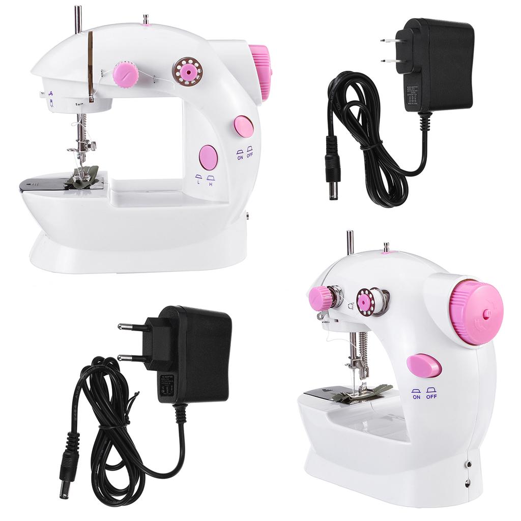 Электрическая швейная машина Мини-швейная машина Портативная с удлиненным столом Ножная педаль Двухскоростная двойная нить DIY Инструмент для начинающих домашних путешествий