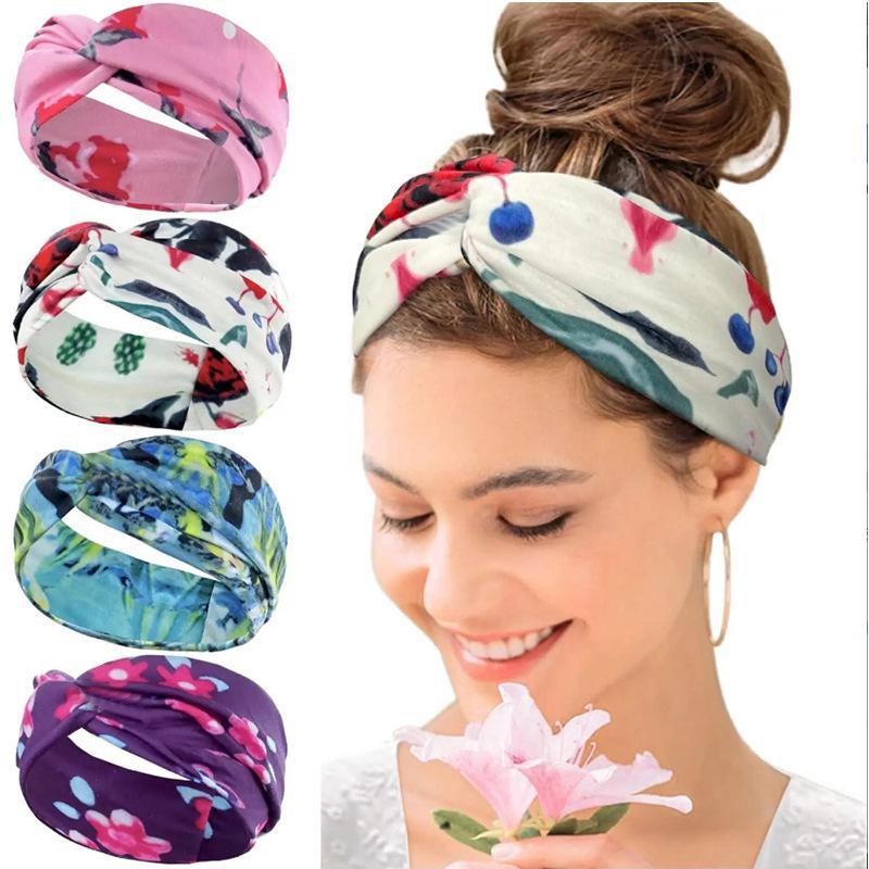 Bohemian Floral Cross Headband for Sports, Running, and Makeup