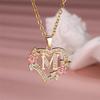 Trendy Love Heart Flower 26 Letters A-Z Pendant Necklace Vintage Gold Color Chains Necklaces For Women Wedding Jewelry Girl Gift