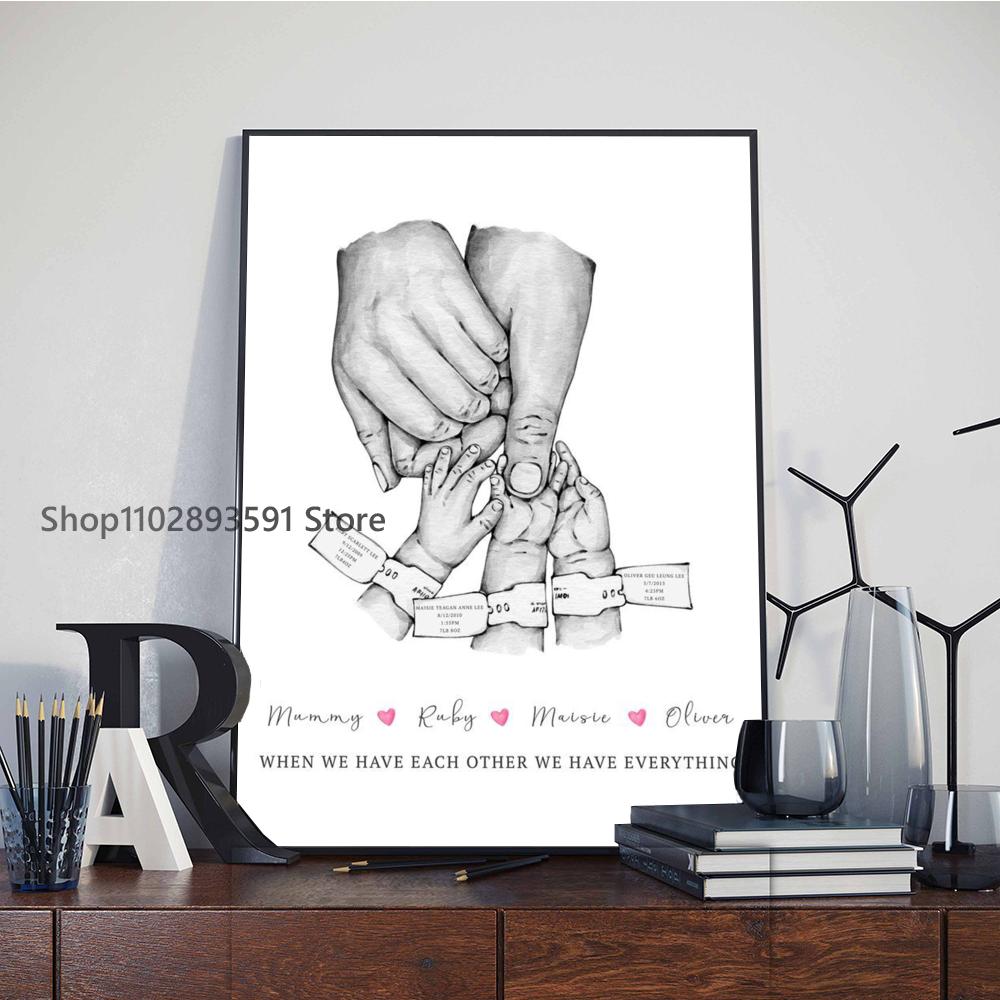 1pc Family Hands Art Abstract Canvas Poster Paper Print Home Bedroom Entrance Bar Cafe Art Painting Decoration