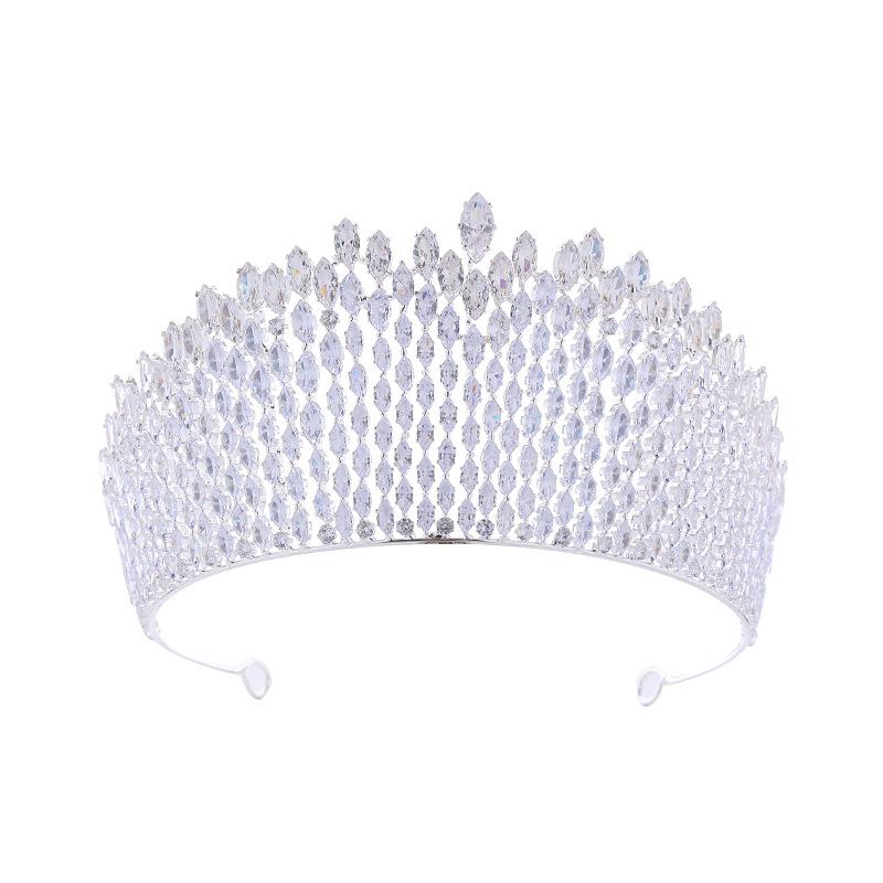 Свадебная корона Роскошная ручная работа Цирконовая корона принцессы Тиара Аксессуары для волос Зимняя повязка на голову