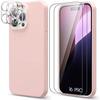 Protective Case - BOOLING - for iPhone 16 Pro - Pink Liquid Silicone - 2 Tempered Glasses - Matte Effect