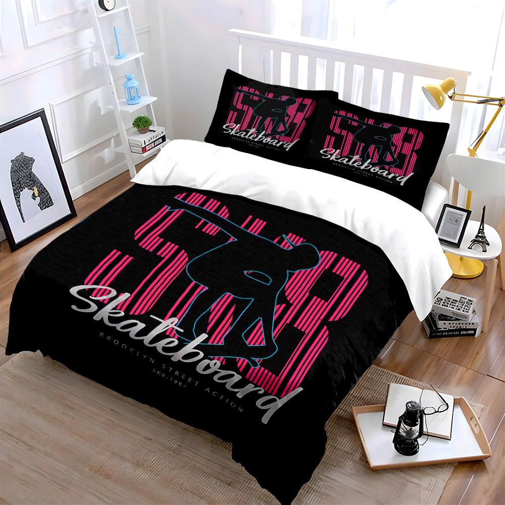 Skateboard Street Action Design Bedding Duvet Cover Set Duvet Cover Pillowcases (1*Duvet Cover 2*Pillowcases, without duvet insert)